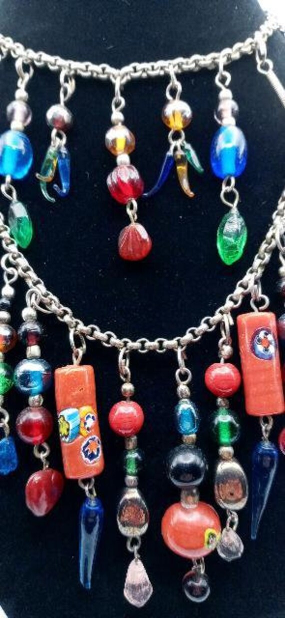 Murano Style Glass Bead Necklace - image 3