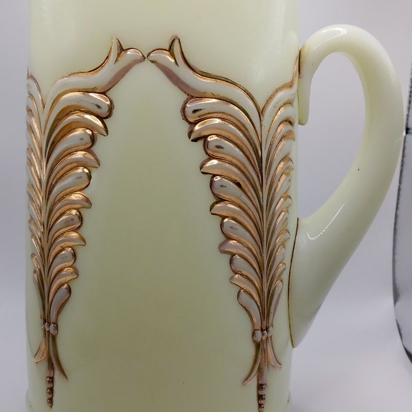 Heisey Custard Glass Uranium Scroll/ Wings Pitcher