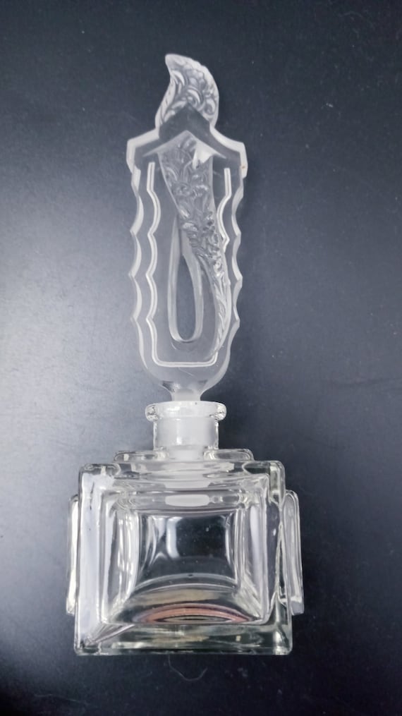 Czechoslovakian Cut Crystal Perfume Bottle Large,… - image 1