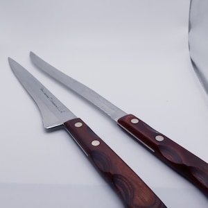 VTG Ginsu Kitchen Knives 11 Piece Set Stainless Steel Black 3 Rivet Handle