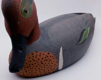 Tom Hunter Green Winged Teal, Hand Made Decoy