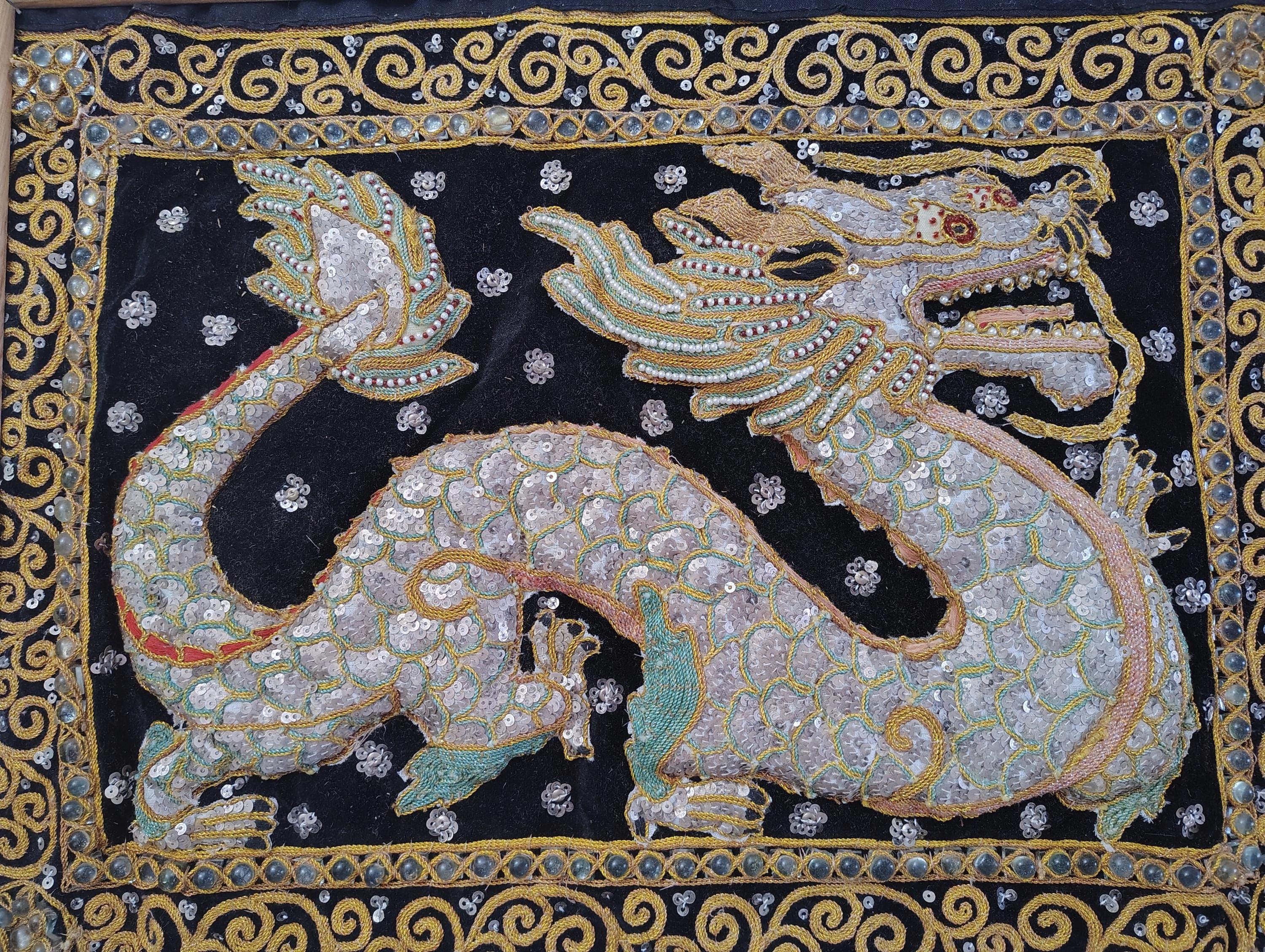 Vintage Thai/burmese Kalaga, Dragon, Quilted, Embroidered on