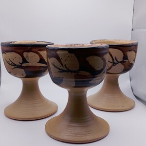 Pacific Stoneware Set of 3 goblets Signed B Welsh
