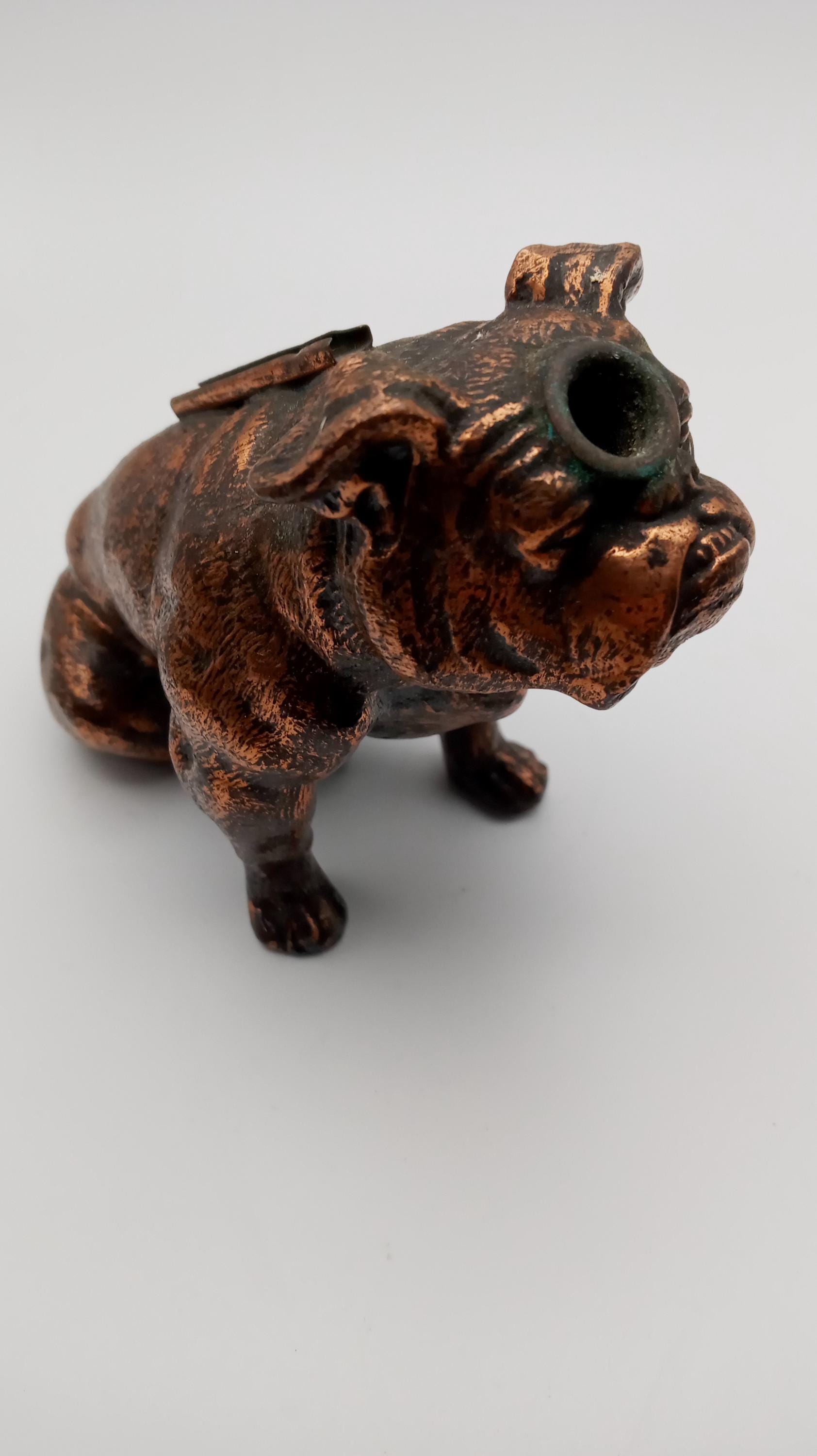 Copper Bulldog Table Lighter by Ronson Art Metal Works, 1930s, NO