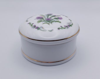 Richard Lang & Son Porcelain Thistleware Trinket Box, 3 inch by 1 1/4 Tall