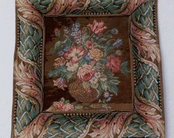 Metrax-Craye Belgian Floral Hanging Tapestry, Beautiful Still Life Rose Pattern, 12 by 11 inches