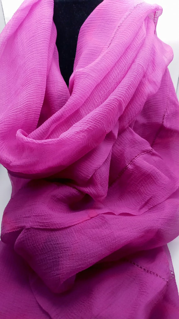 French Silk Chiffon, Purple/Magenta, Large Scarf o