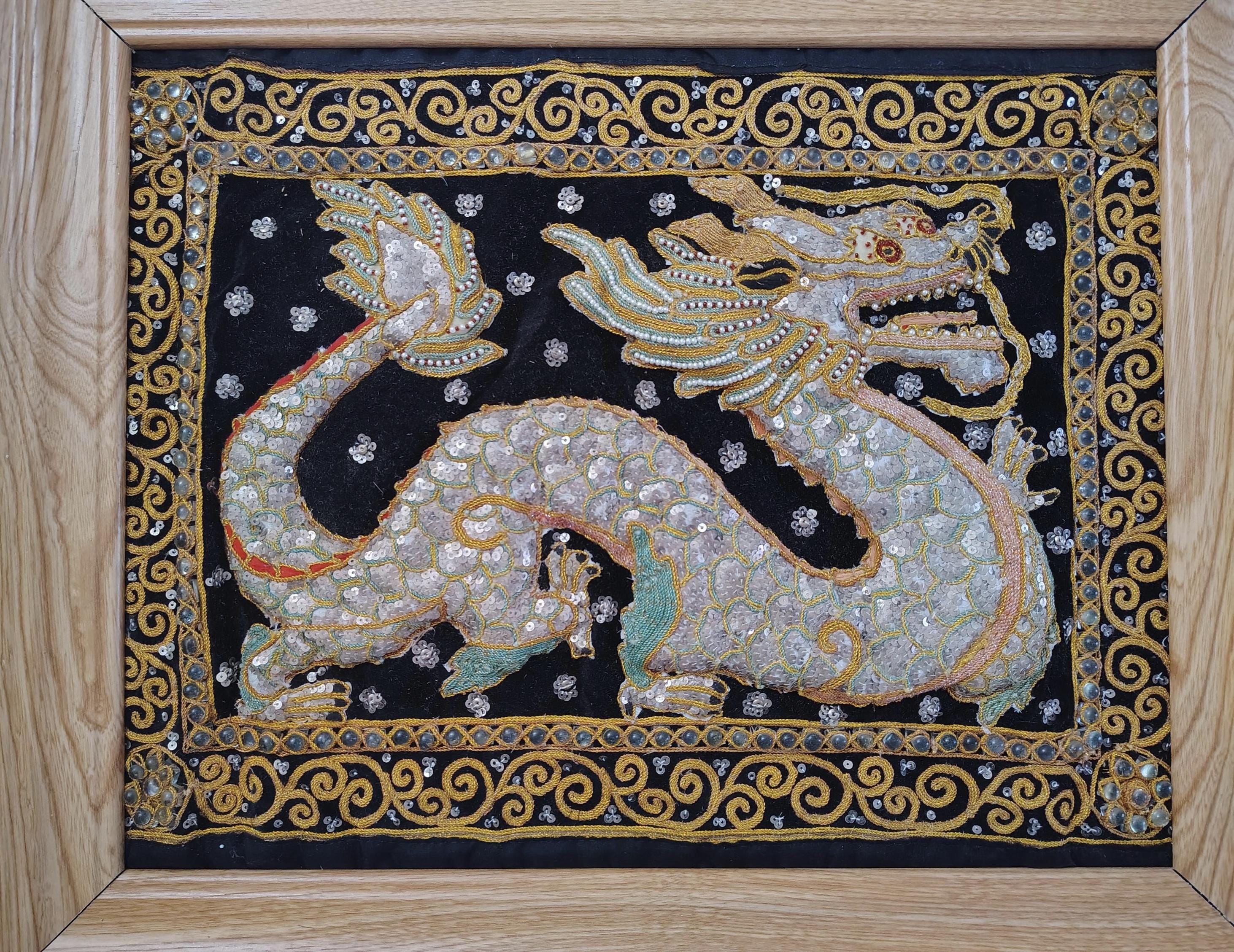 Vintage Thai/burmese Kalaga, Dragon, Quilted, Embroidered on