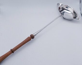 Incredible Barker Brothers Silverplated Straining Ladle with Wooden Handle