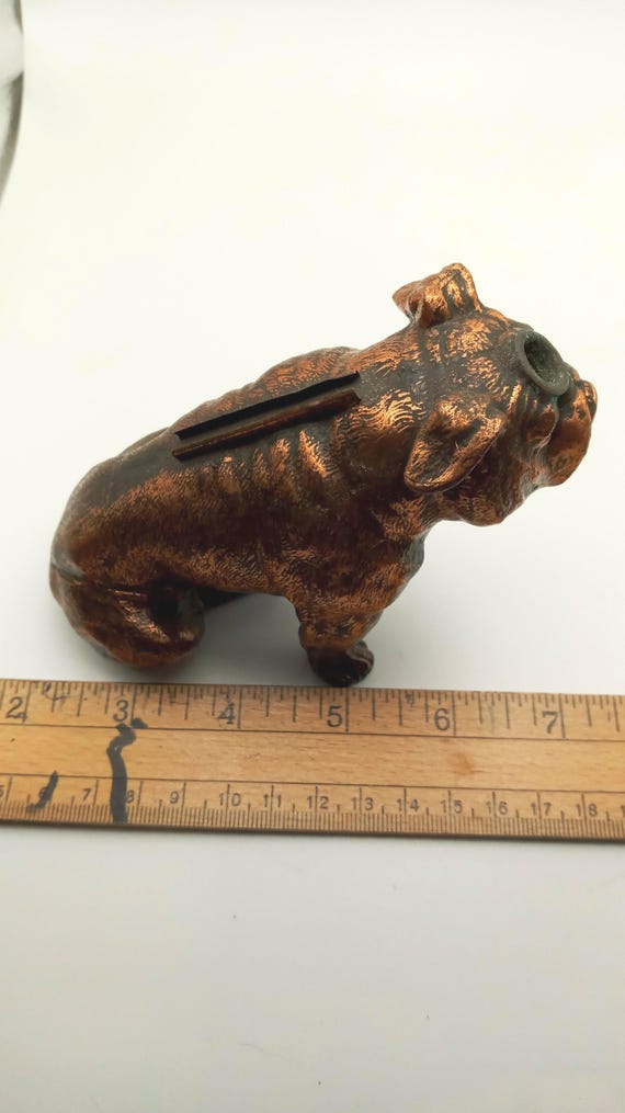 Copper Bulldog Table Lighter by Ronson Art Metal Works, 1930s, NO