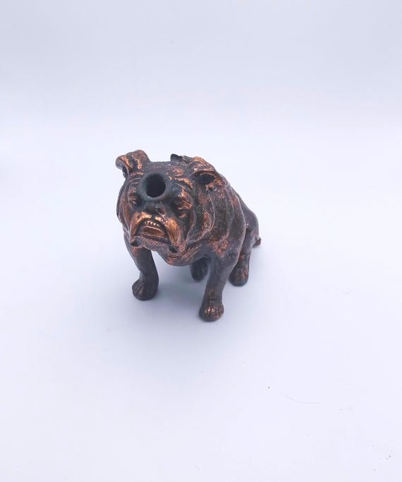 アンティーク雑貨 Ronson Bulldog Ashtray Copper Bulldog Table Lighter by Ronson Art Metal Works, 1930s, NO