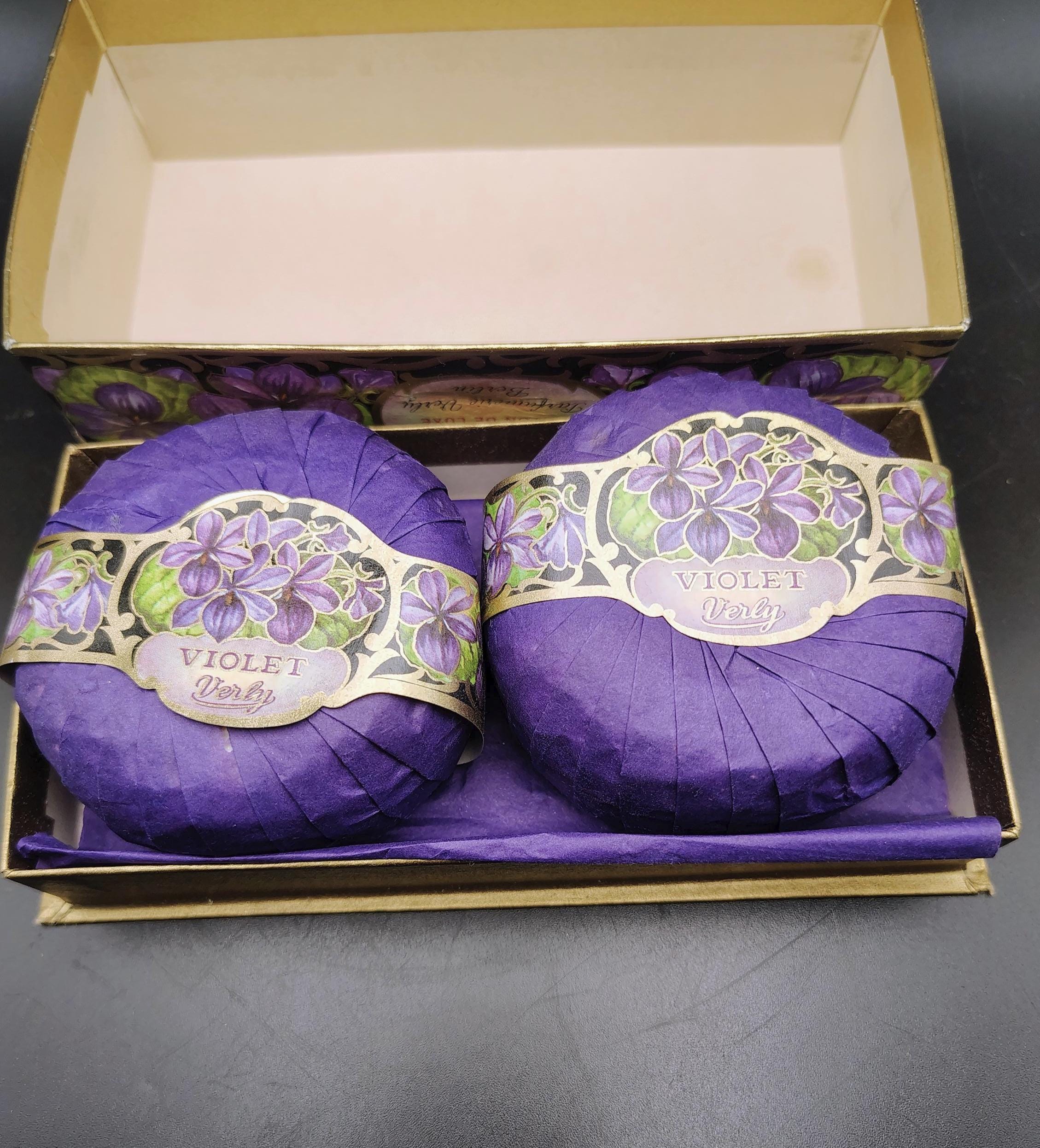 Vintage Verly Violet Bar Soap Set, Scented Luxury Soap Made in