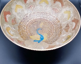 Meenakari Indian Cloisonne Brass Bowl