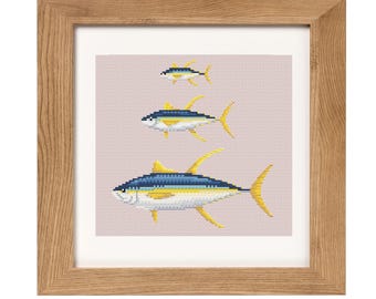 Yellow Fin Tuna Fish in 3 Sizes Cross Stitch Pattern PDF Download | Homemade Thread