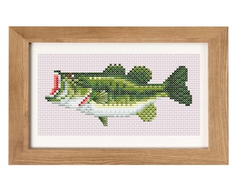 Largemouth Bass Fishing Cross Stitch Pattern | Homemade Thread