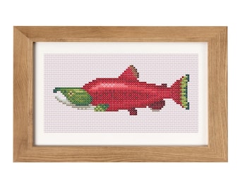 Sockeye Salmon Fish Cross Stitch Pattern | Homemade Thread