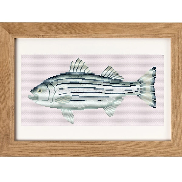 Striped Bass Fish Cross Stitch Pattern PDF Download | Homemade Thread