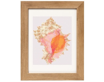 Sandy Pink Conch Shell Cross Stitch Pattern PDF Download | Homemade Thread
