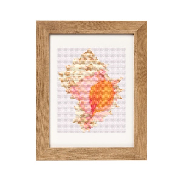 Sandy Pink Conch Shell Cross Stitch Pattern PDF Download | Homemade Thread