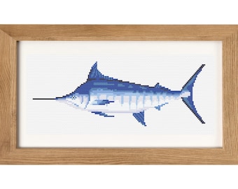 Blue Marlin Fish Cross Stitch Pattern PDF Download | Homemade Thread