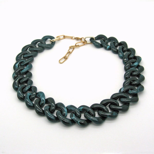 Petrol green huge plastic curb chain, statement link chain, oversized, super chunky chunky knit chain, thick acrylic chain