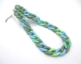 Pastel green turquoise huge plastic curb chain, statement link chain, oversized, super chunky chunky knit chain, thick acrylic chain