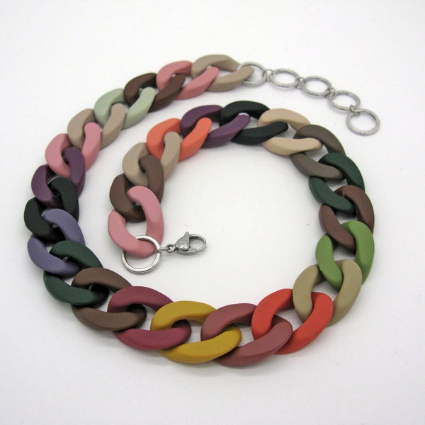 Natural colorful huge plastic curb chain, statement link chain, oversized, super chunky chunky knit chain, thick acrylic chain