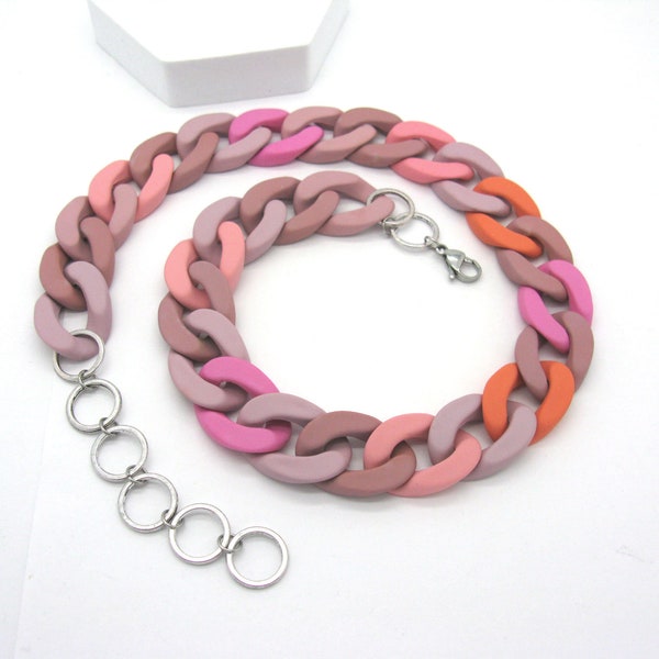 Pastel pink giant plastic curb chain, statement link chain, oversized, super chunky chunky chain, thick acrylic chain