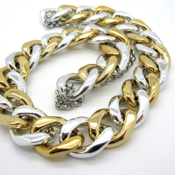 Silver gold plastic huge curb chain, statement link chain, oversized, super chunky chunky chain, thick acrylic chain