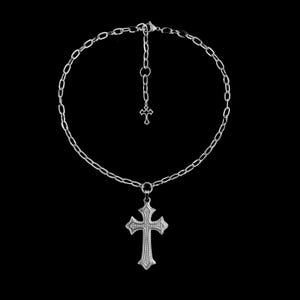 s𝔞𝔠𝔯𝔢𝔡 ༻ gothic cross stainless steel necklace / large cross pendant / big cross necklace goth punk emo grunge y2k alt fairy