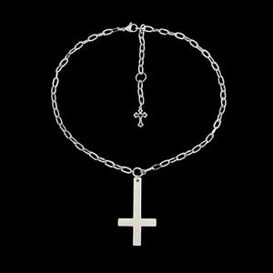 u𝖓𝖍𝖔𝖑𝖞 ༻ gothic cross stainless steel necklace / large inverted cross pendant / big cross necklace goth punk emo grunge y2k alt