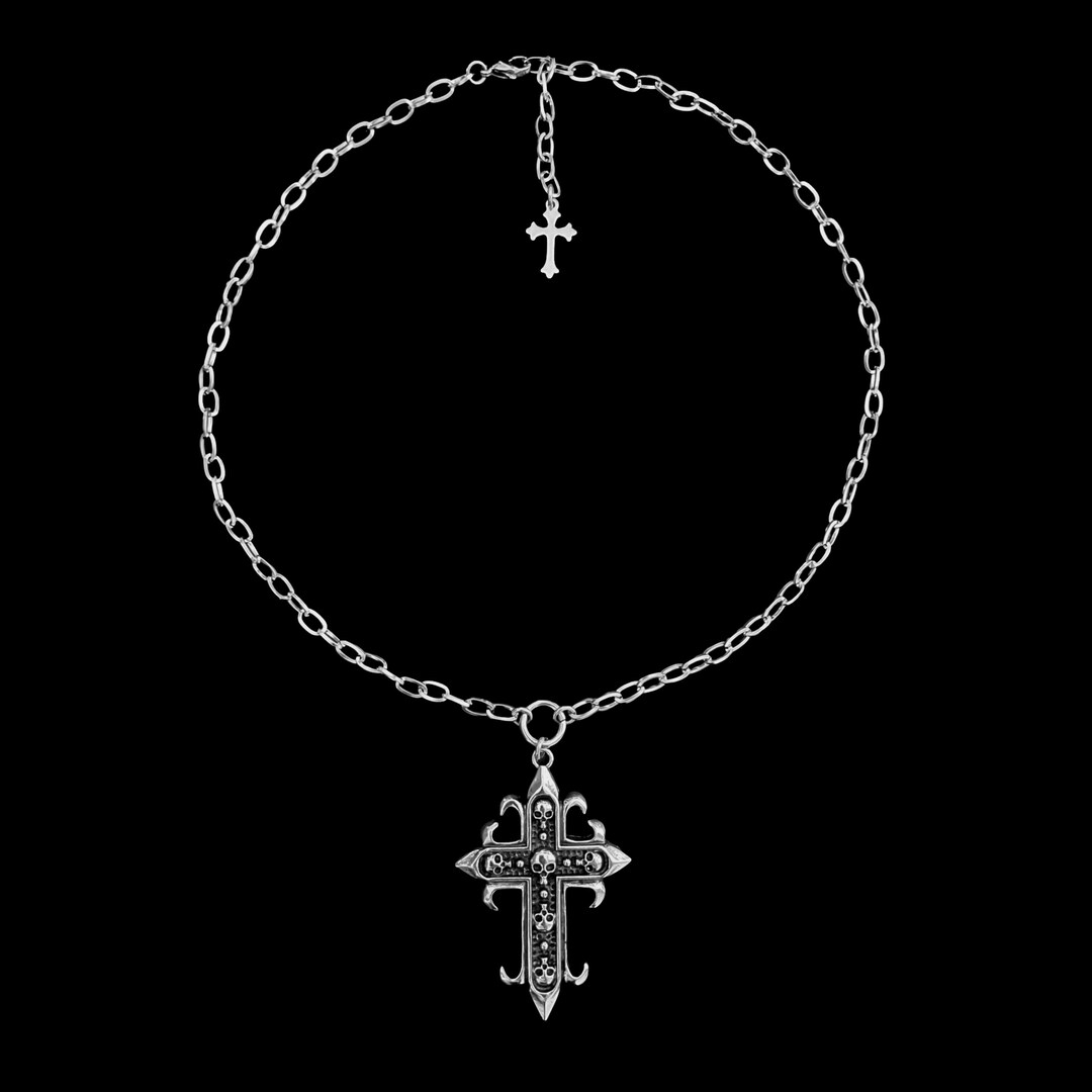 D𝔢𝔭𝔞𝔯𝔱𝔢𝔡༻ Stainless Steel Skull Cross Necklace / Goth Punk Grunge Alt ...