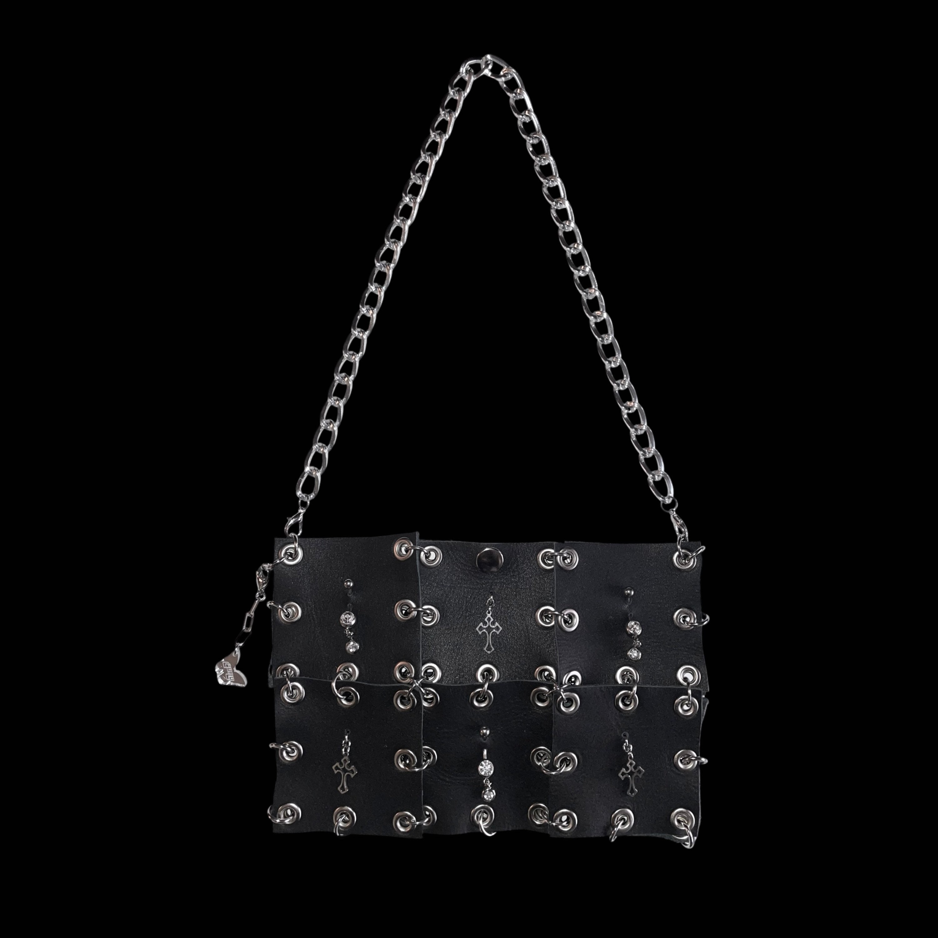 BATCAT Black Sling Bag Allover Rhinestone Decor Square Bag With