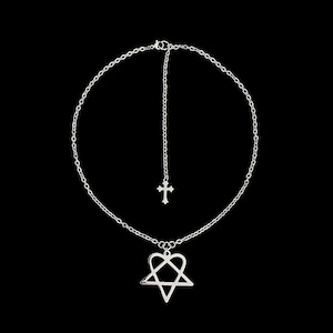 h𝔢𝔞𝔯𝔱𝔞𝔤𝔯𝔞𝔪༻ HIM Heartagram necklace / stainless steel / goth punk grunge alt y2k 2000s emo gothic