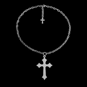 h𝖔𝖑𝖞 ༻ gothic cross stainless steel necklace / large cross pendant / big cross necklace goth punk emo grunge y2k alt