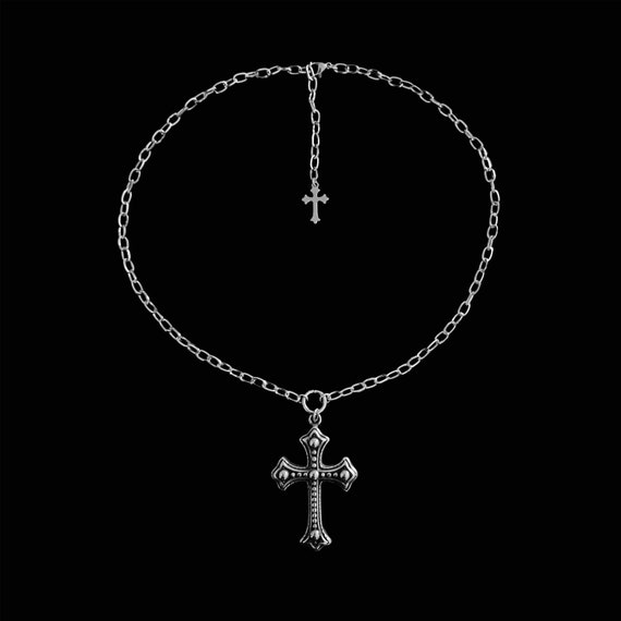 M𝔢𝔯𝔠𝔶༻ Gothic Cross Stainless Steel Necklace / Large