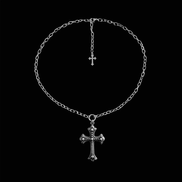m𝔢𝔯𝔠𝔶 ༻ gothic cross stainless steel necklace / large cross pendant / big cross necklace goth punk emo grunge y2k alt fairy