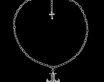 a𝔣𝔣𝔩𝔦𝔠𝔱𝔦𝔬𝔫༻ Fleur De Lis Pendant Necklace / Stainless Steel / Goth Punk Y2K grunge alt