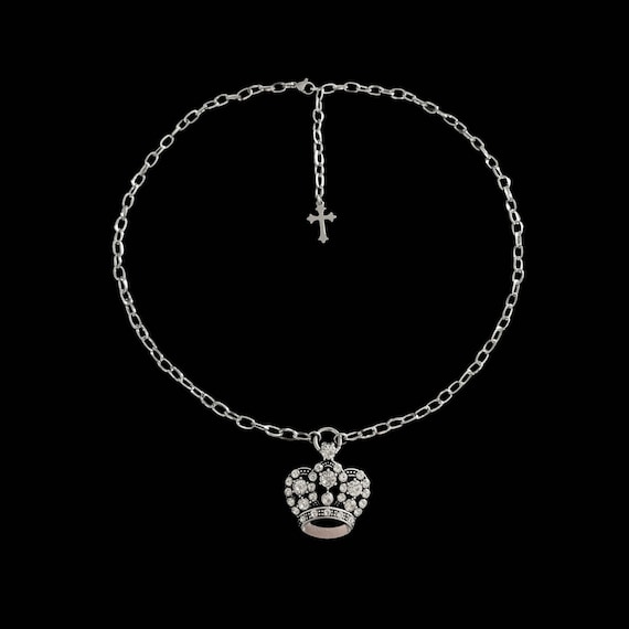 アクセサリー obelisk skull necklace 00s archive y2k R𝔬y𝔞𝔩𝔱y༻ Silver Rhinestone Crown Stainless Steel Chain