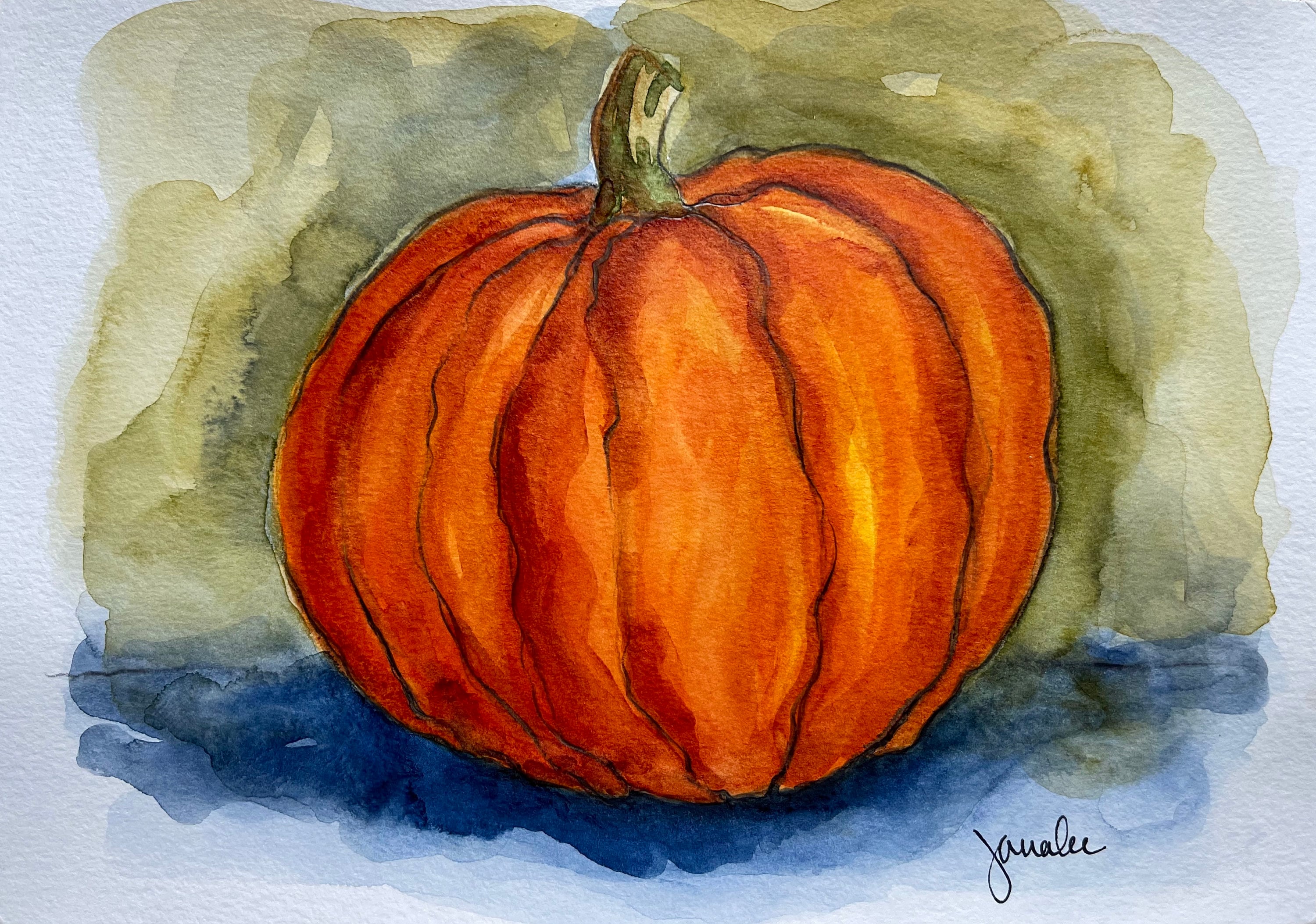 Orange Pumpkin With Green Background Autumn Wall Decor Fall - Etsy