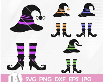 Witch Hat and Shoes Svg Bundle | Halloween Svg | Witch Hat Svg | Witch Shoes Svg | Pumpkins Svg | Skull Svg | Halloween Witch Wreath Svg