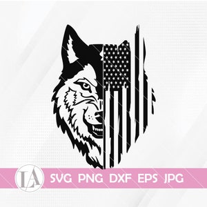 Wolf with US Flag Svg, Patriotic Wolf Svg, Wolf Svg, Wolf Png, Wolf Head with US Flag, Wolf Clipart, Svg Files for Cricut, Jpg Png Dxf Eps