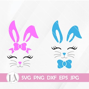 Paashaas gezicht Svg | Svg konijn | Schattige paashaas Svg | Paashaas png voor kinderen | Lente-svg | Bestanden voor Cricut | Png Dxf Eps Jpg