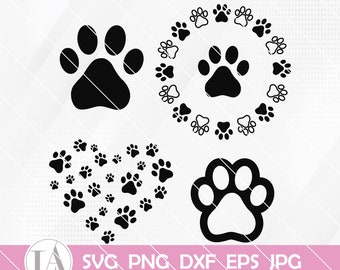 Hunde Pfotenabdruck Bündel | Silhouette Pfotenabdruck | Pfotenabdruck Clipart | Tier Pfotenabdruck | Pfötchen | Pfoten Cricut Dateien | Pfote Digitaler Download
