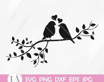 Pájaros del amor Svg / Amor Svg / Boda Svg / Silueta de pájaros del amor / Clipart de pájaros / Archivos Cricut de pájaros / Silueta de pájaro / Camisetas de pareja Svg