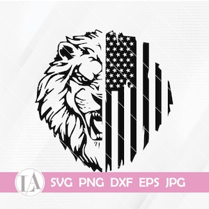 Lion with US Flag Svg, Patriotic Lion Svg, Lion Svg, Lion Png, Lion Head with US Flag, Lion Clipart, Svg Files for Cricut, Jpg Png Dxf Eps