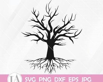 Árbol desnudo Svg, silueta de árbol desnudo, archivo Cricut, árbol desnudo naturaleza bosque Svg descarga instantánea, plantilla, descarga digital de imágenes prediseñadas, eps dxf