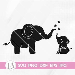 Mutter und Baby Elefant geschnitten Datei | Elefant zwart | Baby Elefant Silhouette | Süßer Elefant zwart | Mama Elefant zwart | .jpg Png Dxf Eps Datei