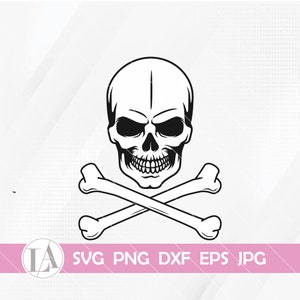 Skull with Crossed Bones Svg | Skull and Bones Svg | Skull Shirt Designs | Skull with Crossed Bones Silhouette Svg | Png Jpg Dxf Eps