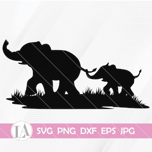 Mama und Baby Elefanten | Elefant zwart |  Mama Herz | Muttertag geschnitten Datei | Mutterschaft geschnitten Datei | Elefant-Svg | Silhouette Elefant